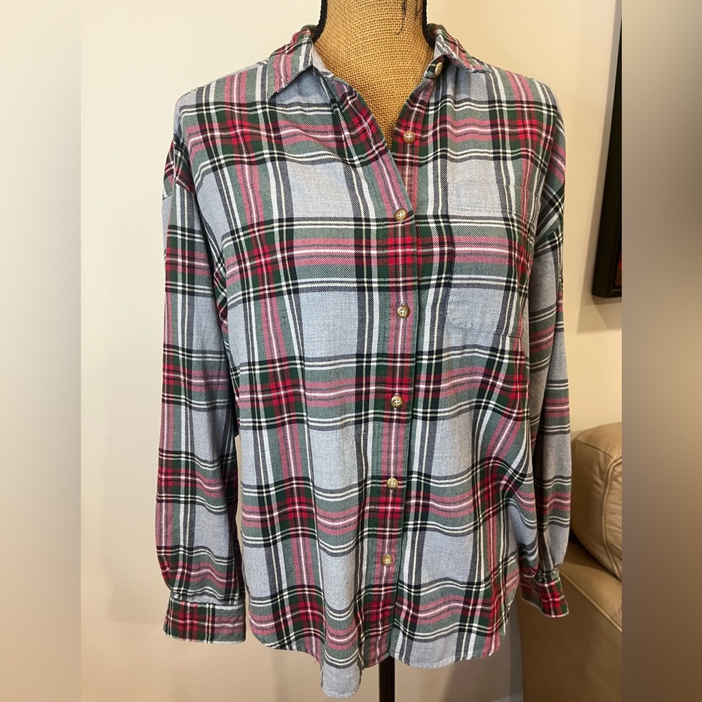 Vintage Eddie Bauer 100% Cotton Plaid Flannel Shirt 90s Grunge Size Large - Picture 8 of 10